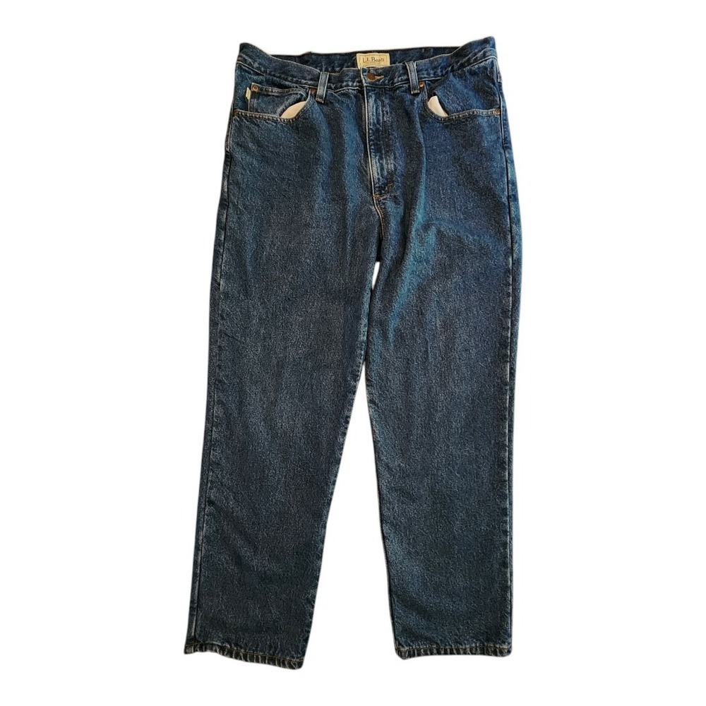 L.L. Bean Flannel Lined Classic Fit Denim Jeans Straight Leg 37X30 Cotton Y2K‎